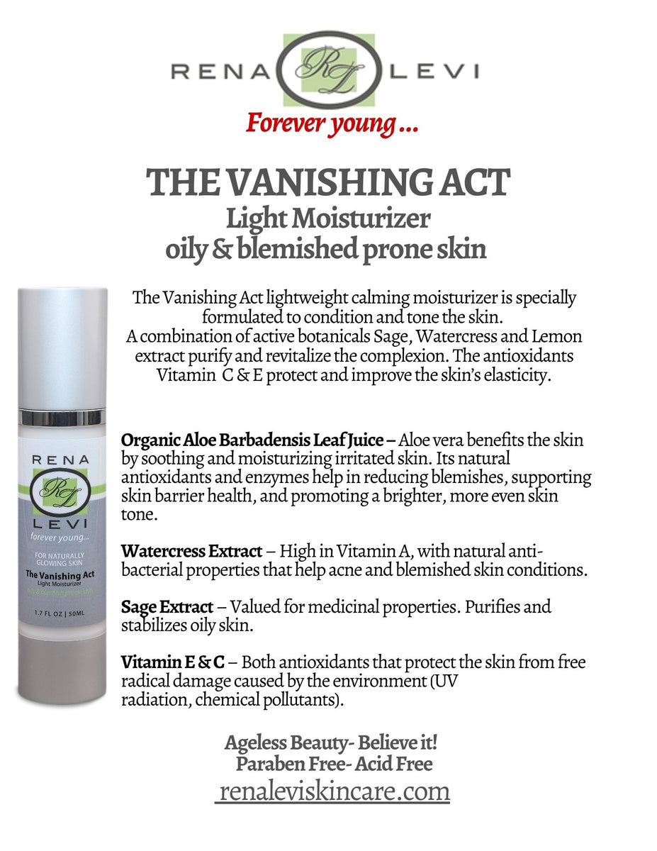 The Vanishing Act Light Moisture Cream – Rena Levi Skin Care